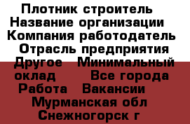 Плотник-строитель › Название организации ­ Компания-работодатель › Отрасль предприятия ­ Другое › Минимальный оклад ­ 1 - Все города Работа » Вакансии   . Мурманская обл.,Снежногорск г.